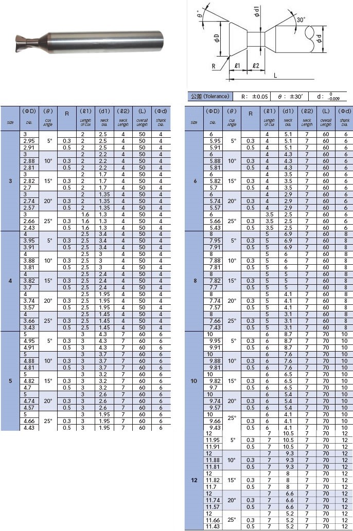 高強(qiáng)度整體硬質(zhì)合金燕尾槽銑刀規(guī)格型號(hào)